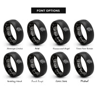 font options for inside engraving on black olive branch rings