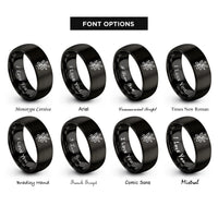 font options for inside engraving on black olive branch rings