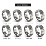 font options for inside engraving on grey olive branch rings