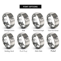 font options for inside engraving on grey olive branch rings
