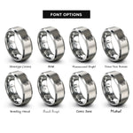 font options for inside engraving on gray olive branch rings
