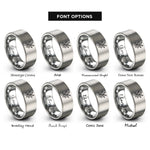 font options for inside engraving on silver olive branch rings
