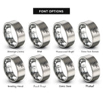 font options for inside engraving on grey olive branch mediterranean rings