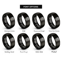 font options for inside engraving on black olive branch scales rings