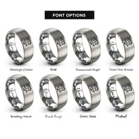 font options for inside engraving on gray olive branch scales rings
