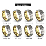 font options for inside engraving on gold & silver olive pick rings