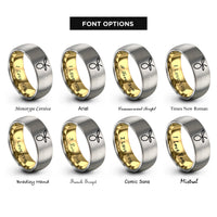 font options for inside engraving on gold & silver olive pick rings