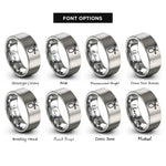 font options for inside engraving on gray olive pick rings