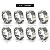 font options for inside engraving on gray olive pick rings