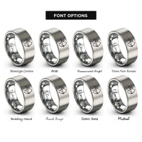 font options for inside engraving on gray olympic archer draw rings
