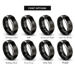 font options for inside engraving on black & gray olympic mountain rings