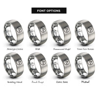 font options for inside engraving on silver olympic mountain rings
