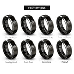 font options for inside engraving on black & silver om symbol rings