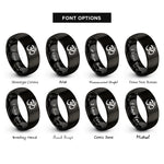 font options for inside engraving on black om symbol rings