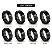 font options for inside engraving on black om symbol rings