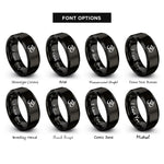 font options for inside engraving on black om symbol rings