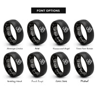 font options for inside engraving on black om symbol rings