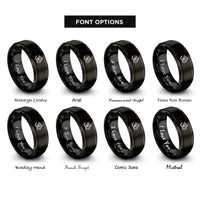font options for inside engraving on black om symbol rings