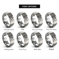 font options for inside engraving on gray om symbol rings