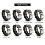 font options for inside engraving on black & silver on ear headphones rings