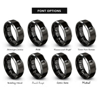 font options for inside engraving on black & gray on ear headphones rings