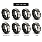 font options for inside engraving on black & silver on ear headphones rings