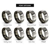 font options for inside engraving on gunmetal & gray on ear headphones rings