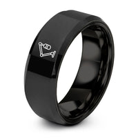 custom engraved tungsten band – black tungsten boom arm microphone ring