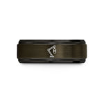 custom engraved tungsten band – gunmetal & black tungsten boom arm microphone wedding band