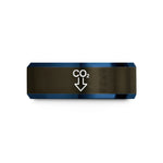 engraved tungsten wedding band – gunmetal & blue tungsten co2 down arrow wedding band