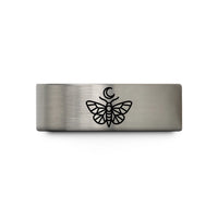 comfort fit tungsten rings – gray tungsten moth moon wedding band