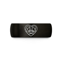 engraved tungsten ring set – black tungsten parents trio wedding band