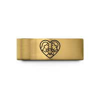 tungsten band for couples – gold tungsten parents trio wedding band