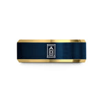 engraved tungsten ring gift – gold & blue tungsten ketchup packet wedding band