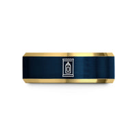 engraved tungsten ring gift – gold & blue tungsten ketchup packet wedding band
