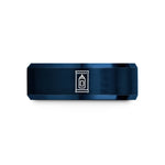 custom men tungsten ring – rose gold & blue tungsten ketchup packet wedding band