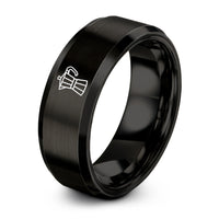 unisex tungsten carbide ring – black tungsten moka pot ring