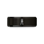men's engraved wedding band – black tungsten tripod lashing wedding band