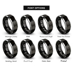 font options for inside engraving on black & gray one hand catch rings