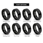 font options for inside engraving on black one hand catch rings