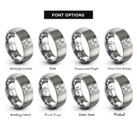 font options for inside engraving on gray one hand catch rings