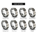 font options for inside engraving on gray onesie heart rings
