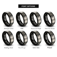 font options for inside engraving on black & gray oni mask polygonal rings