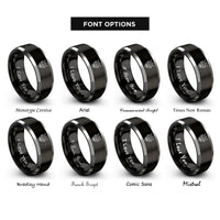 font options for inside engraving on black & grey oni mask polygonal rings