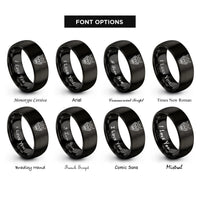 font options for inside engraving on black oni mask polygonal rings