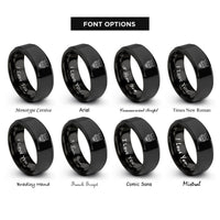font options for inside engraving on black oni mask polygonal rings