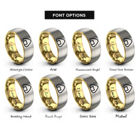 font options for inside engraving on gold & gray onigiri rings