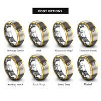 font options for inside engraving on gold & gray onigiri rings