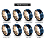 font options for inside engraving on blue & rose gold onion rings rings