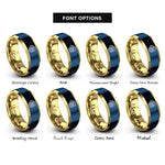 font options for inside engraving on gold & blue onion rings rings